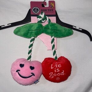 Life Is Good Cherry Dog Toy - Red and Pink